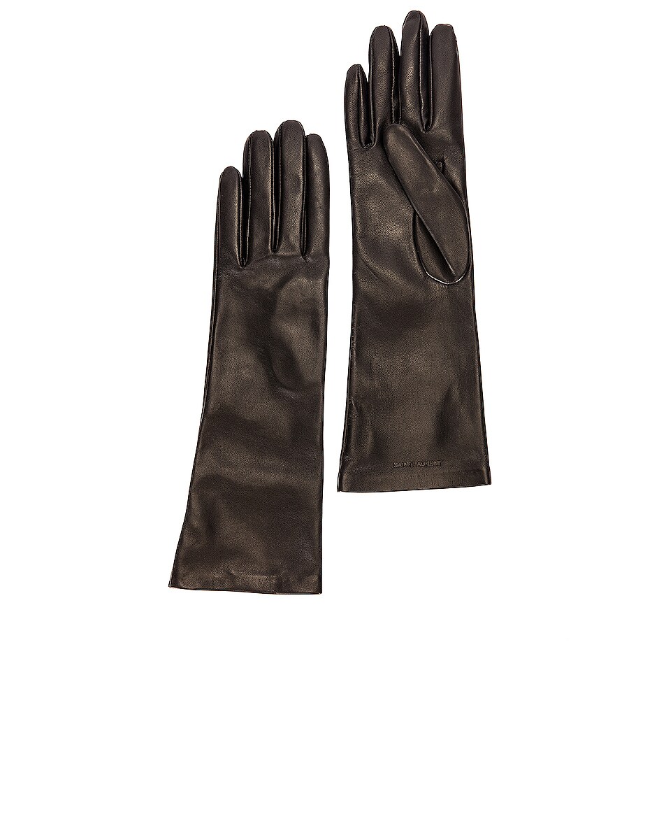 Image 1 of Saint Laurent Leather Gloves in Noir