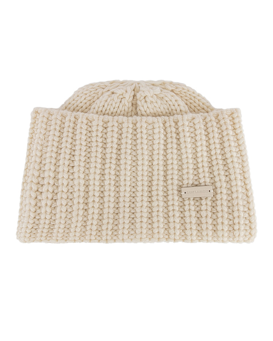 Image 1 of Saint Laurent Cashmere Beanie in Off White