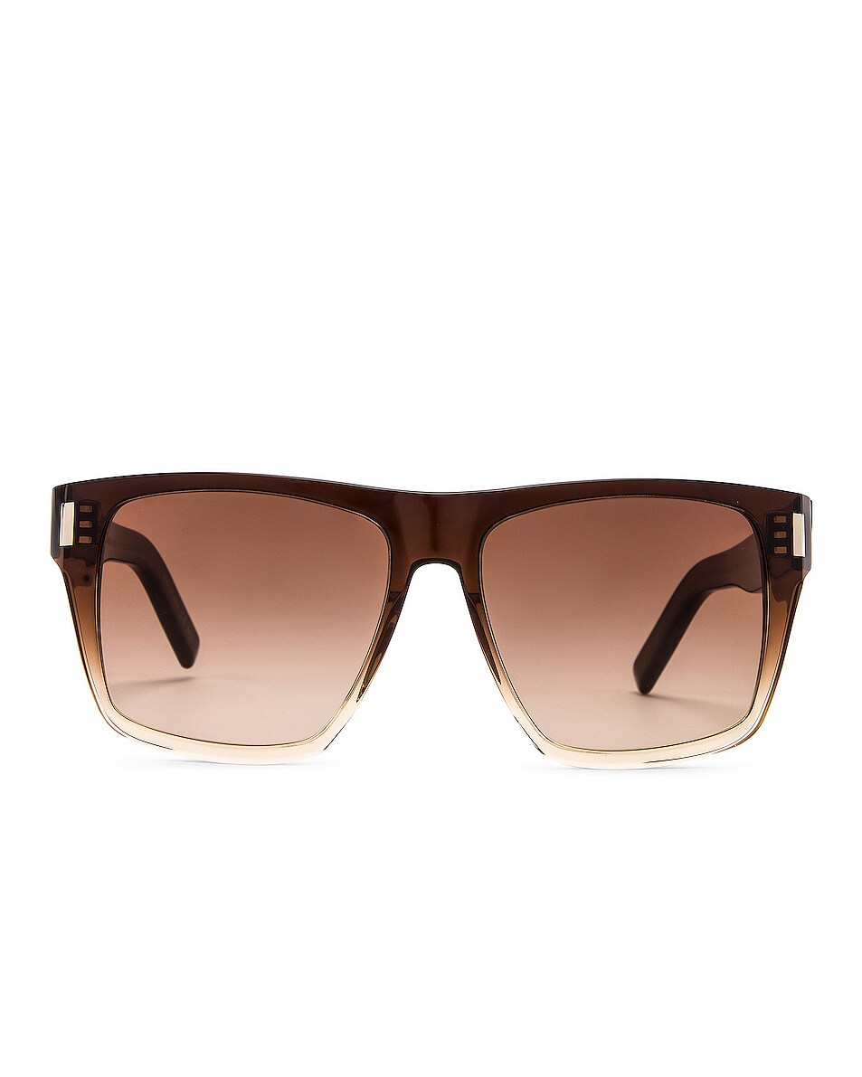Image 1 of Saint Laurent Flat Top Sunglasses in Shiny Gradient Brown Nude