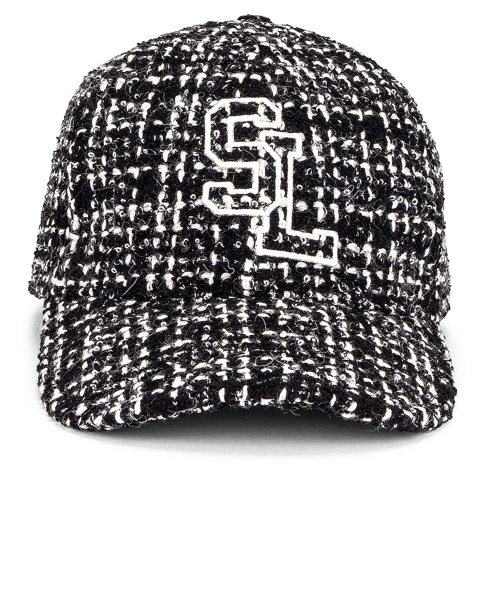 Image 1 of Saint Laurent Tweed Hat in Black & Ivory