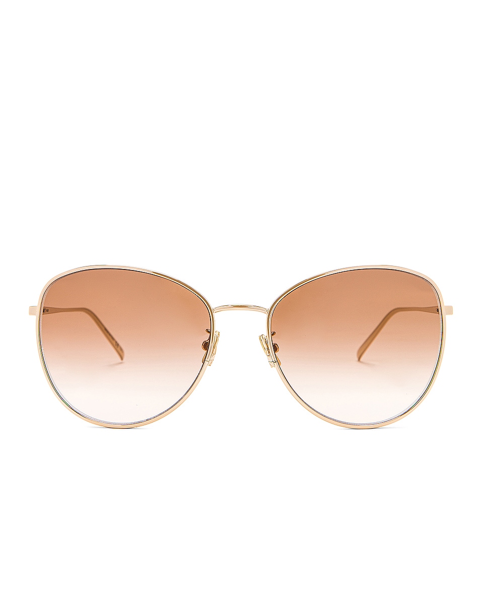 Image 1 of Saint Laurent Oversized Round Sunglasses in Shiny Light Gold