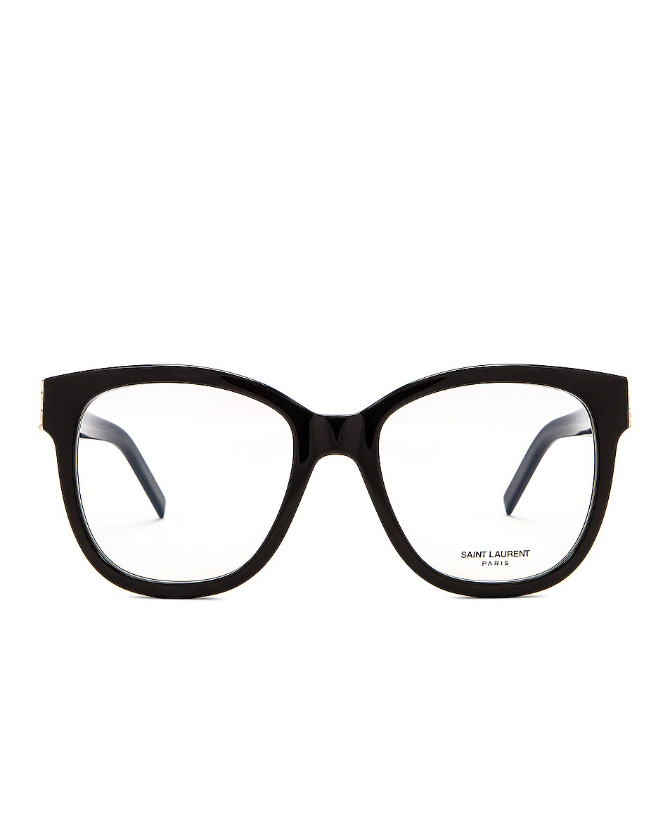 Image 1 of Saint Laurent Monogram Acetate Eyeglasses in Shiny Black