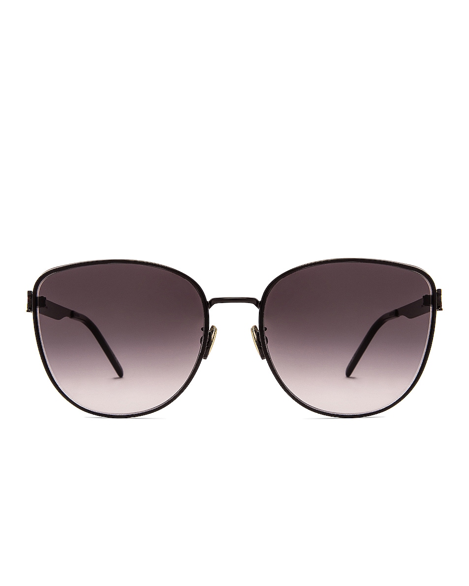Image 1 of Saint Laurent Monogram Metal Spoiler Sunglasses in Semimatte Black
