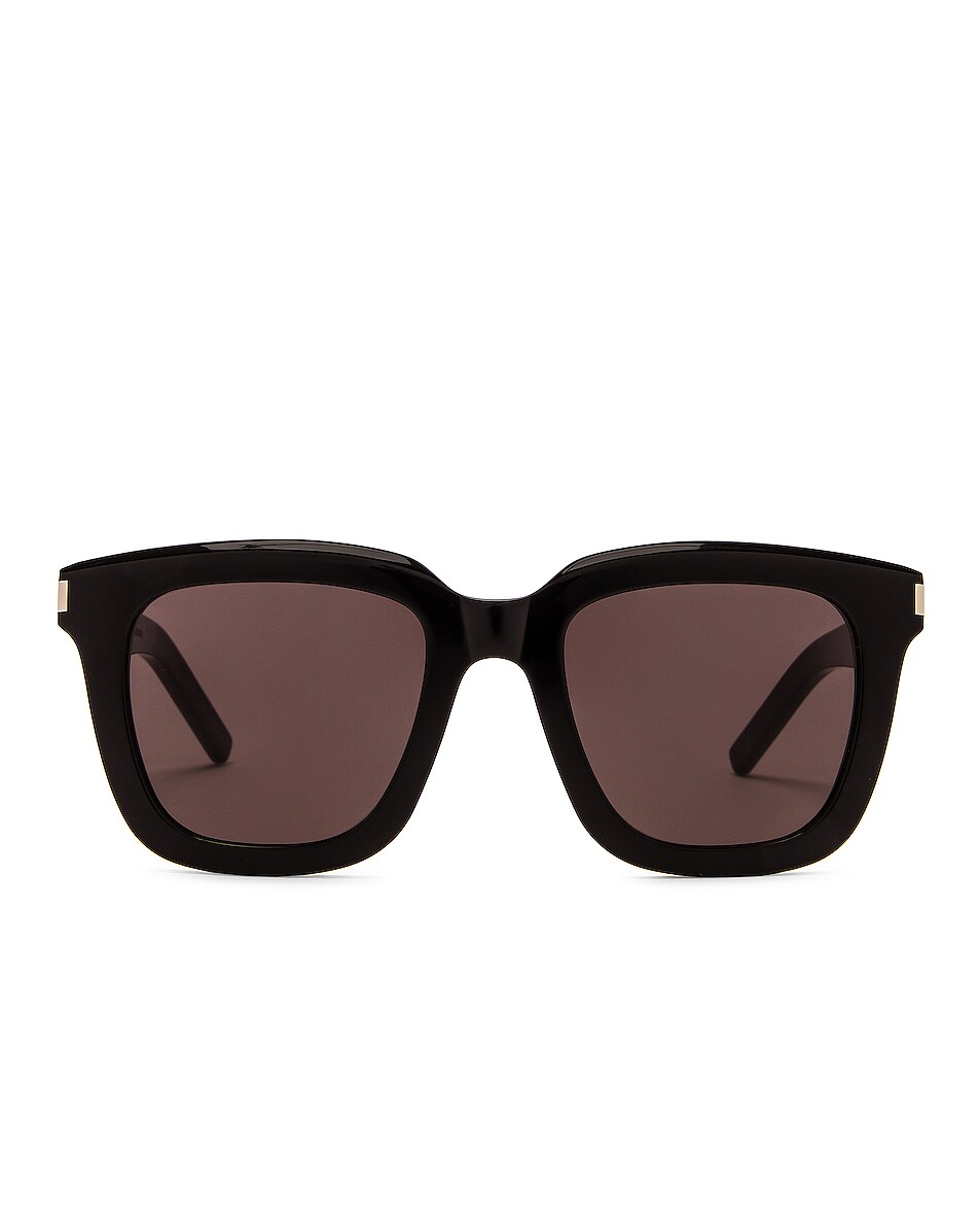 Saint Laurent Bold Oversize Sunglasses in Shiny Black | FWRD