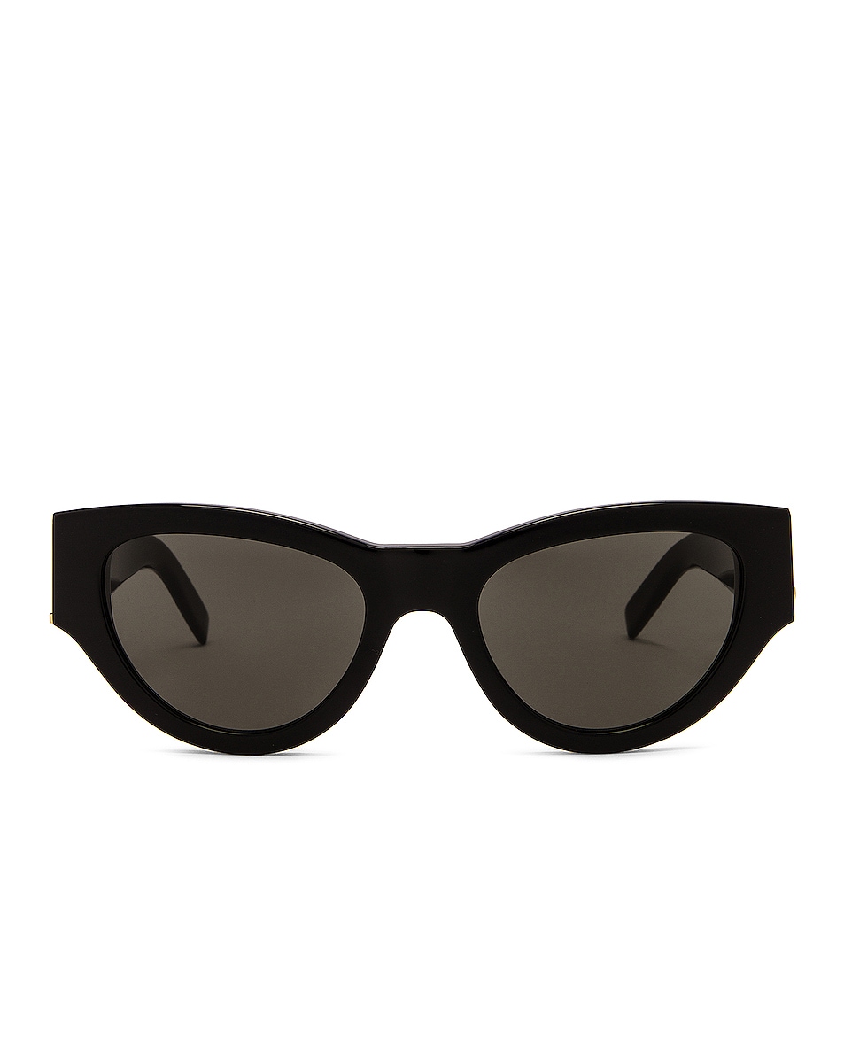 Image 1 of Saint Laurent Monogram Acetate Cat Eye Sunglasses in Shiny Black