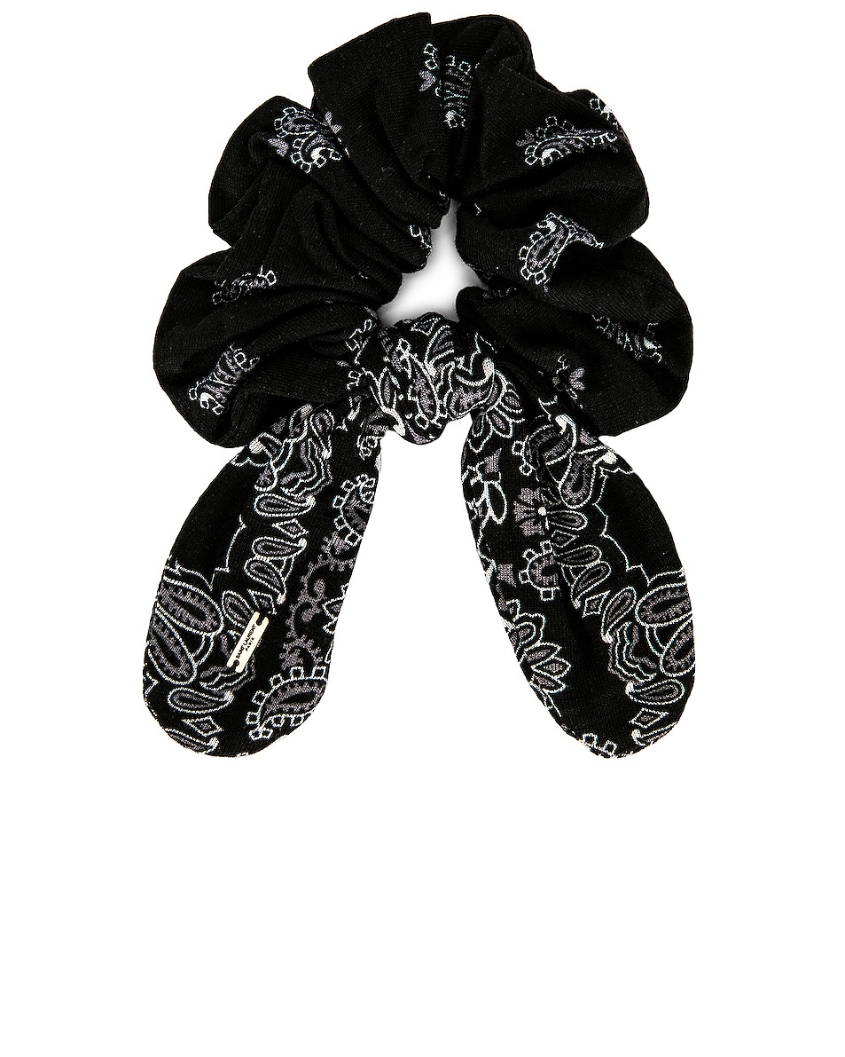 Image 1 of Saint Laurent Bandana Scrunchie in Black & Ivory