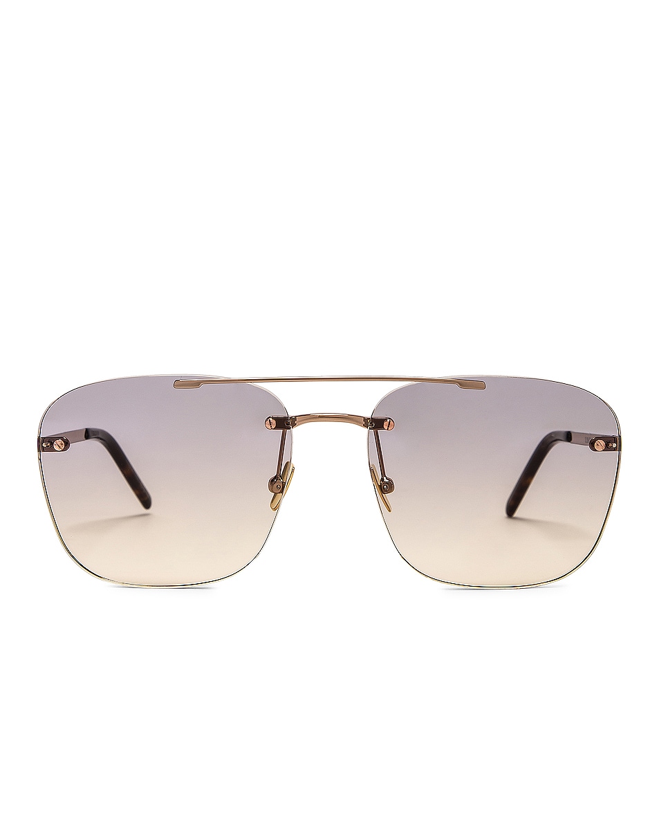 Image 1 of Saint Laurent Rimless Metal Sunglasses in Shiny Red Gold