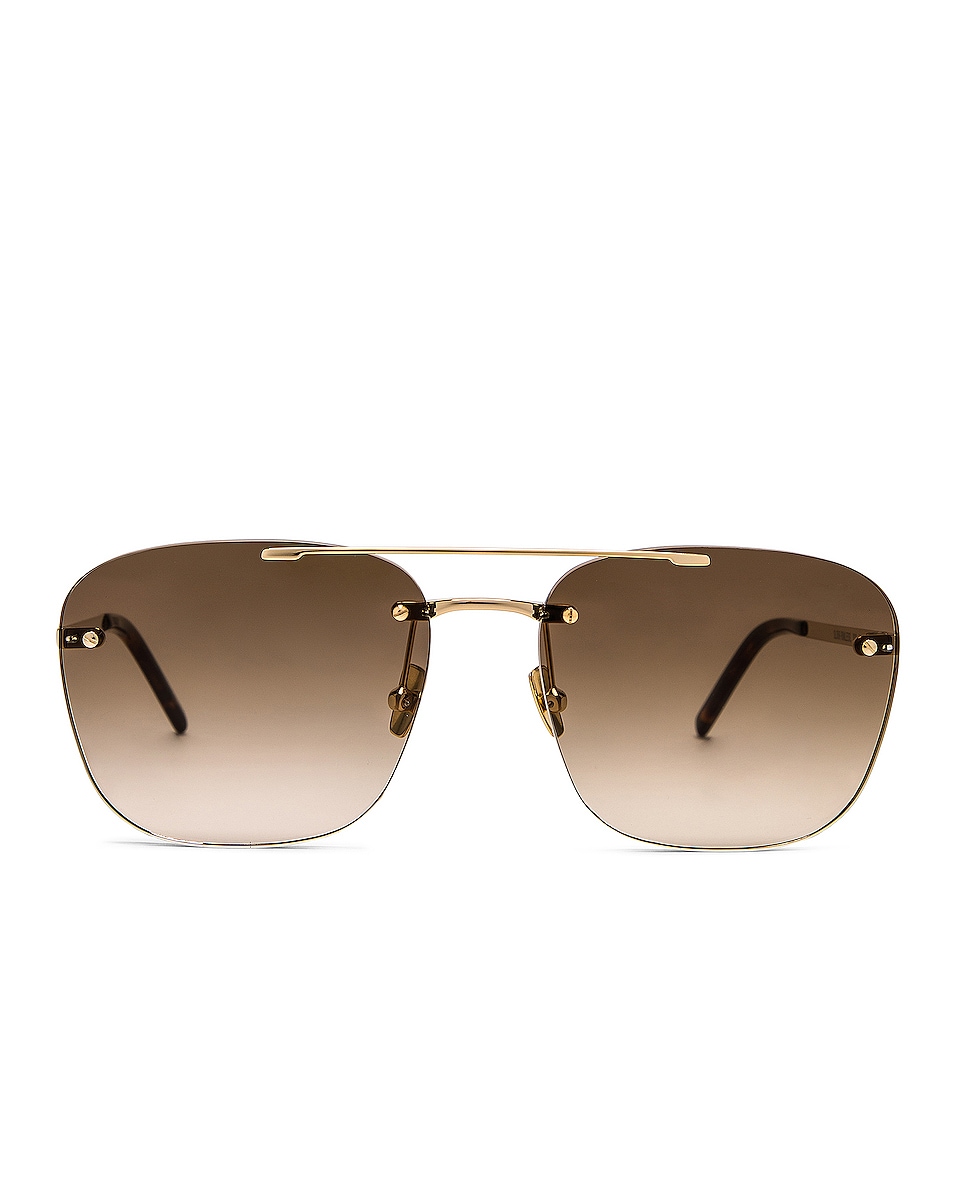 Image 1 of Saint Laurent Rimless Metal Sunglasses in Shiny Light Gold