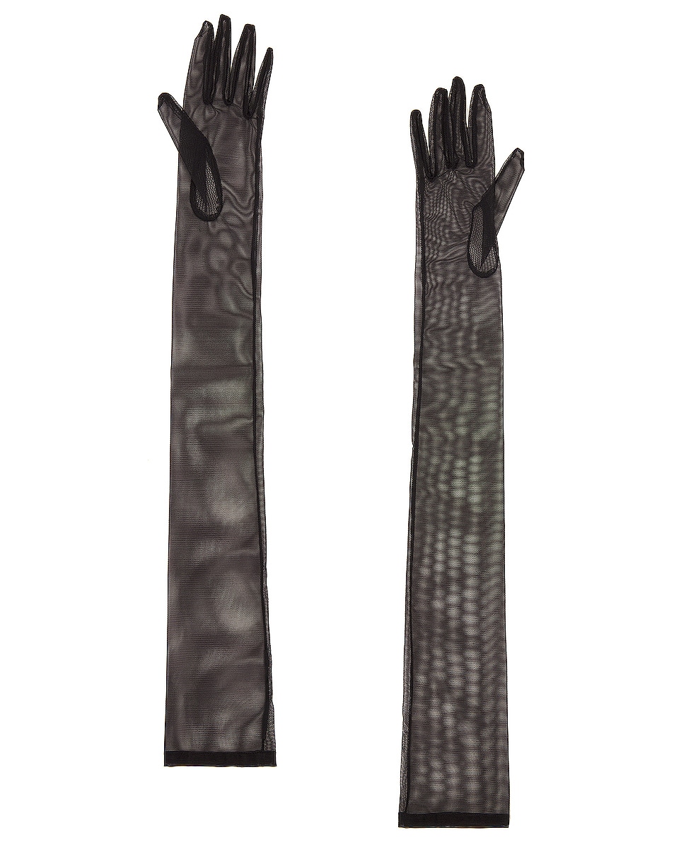 Image 1 of Saint Laurent Extra Long Gloves in Black