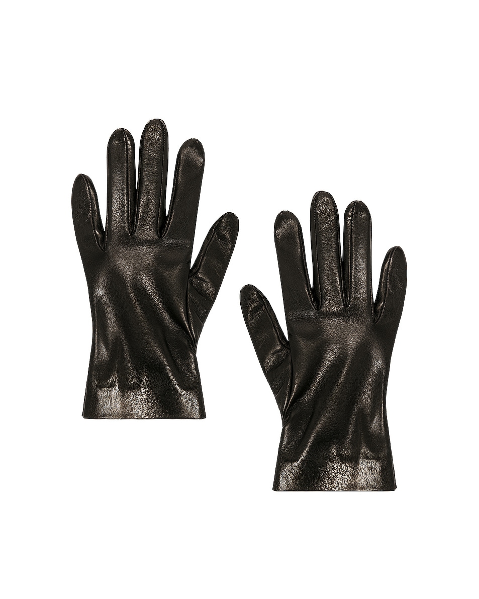 Image 1 of Saint Laurent Leather Gloves in Black