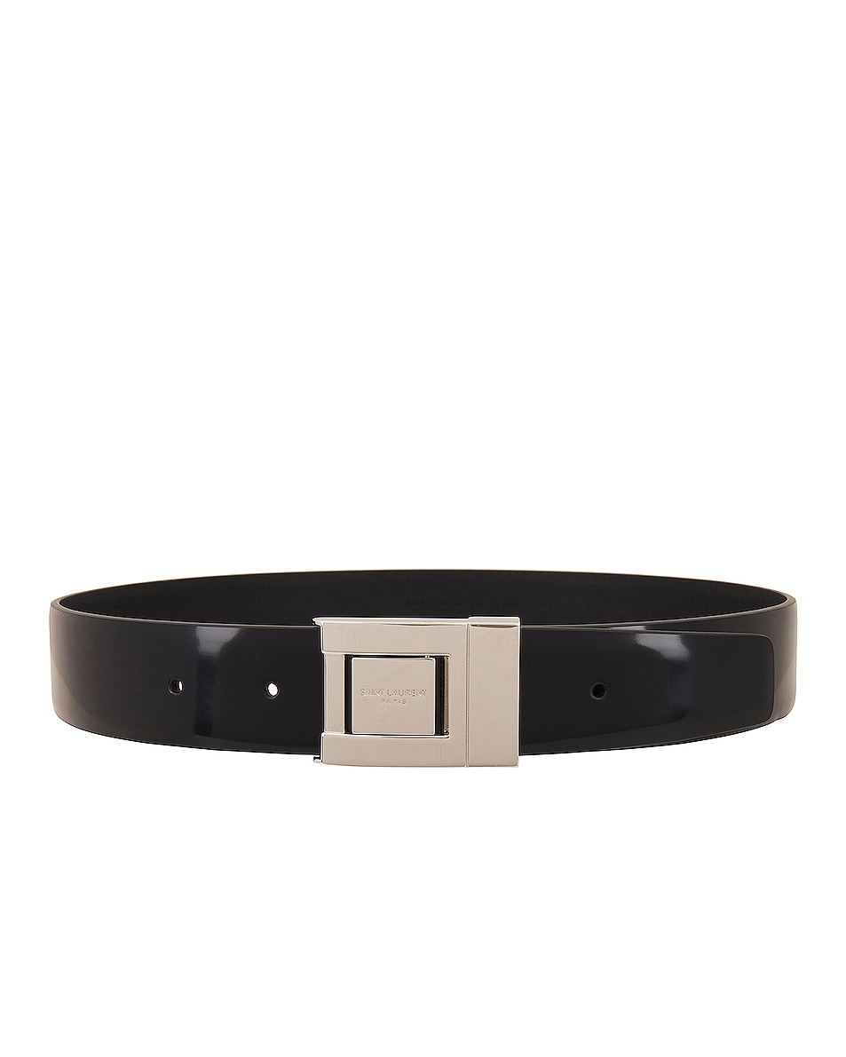 Image 1 of Saint Laurent Boucle LA 76 Belt in Black & Palladio