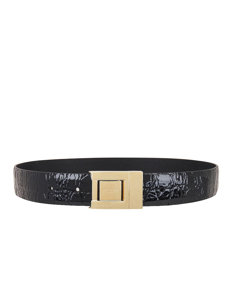 Saint Laurent Boucle LA 76 Belt in Black & Aged Gold | FWRD