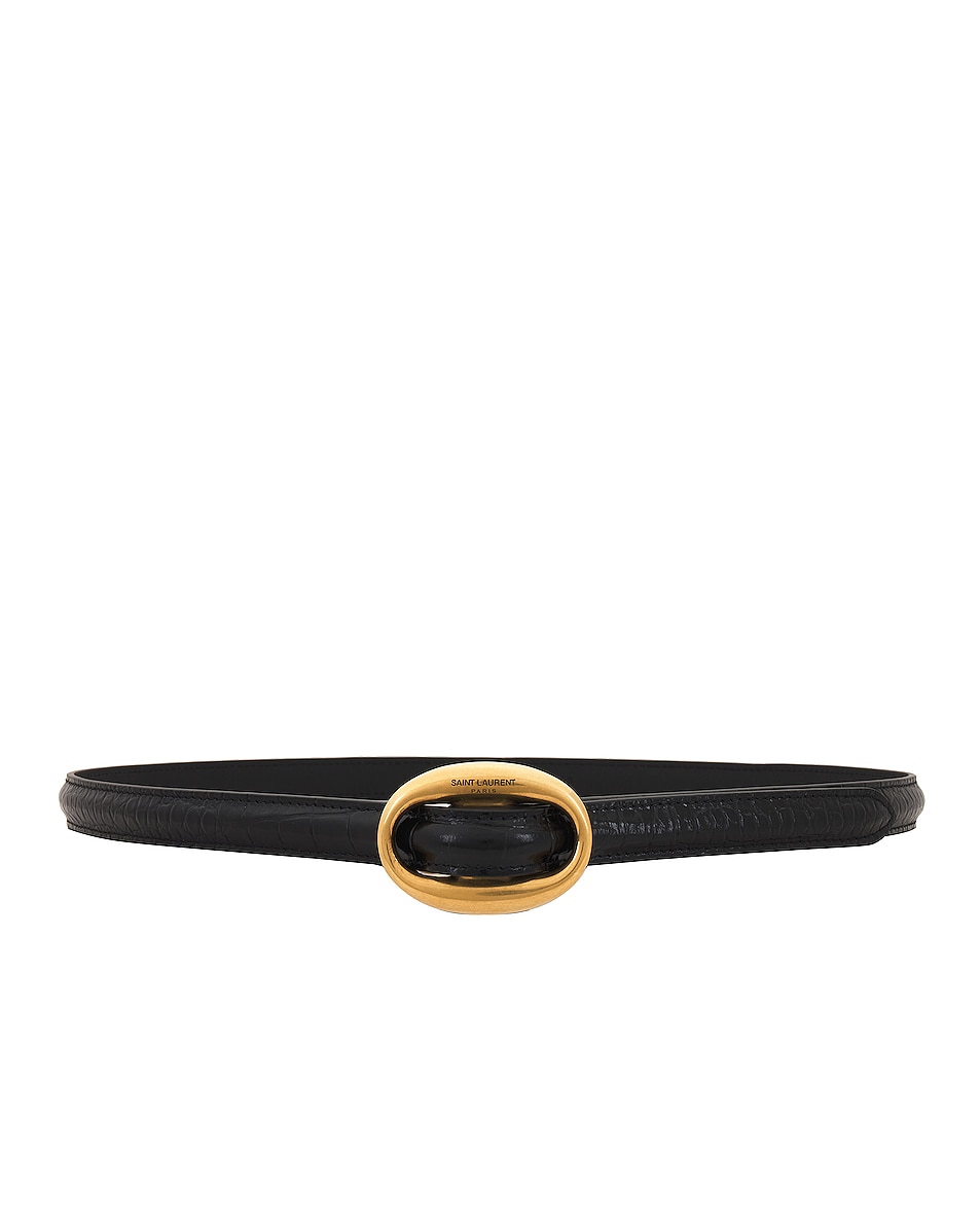 Image 1 of Saint Laurent Rounded Oval Belt in Nero