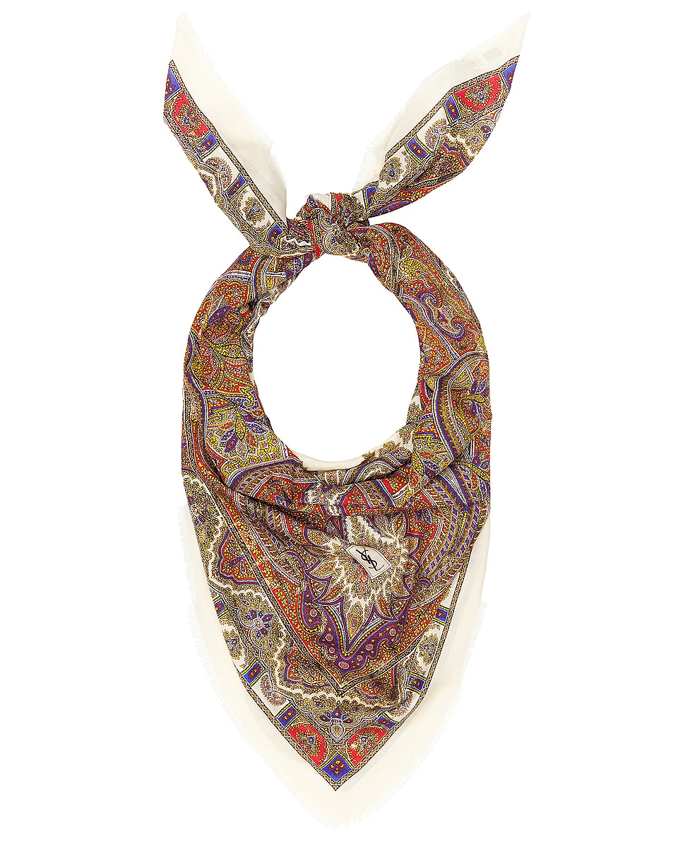 Image 1 of Saint Laurent Vintage Paisley Scarf in Red & Multicolor