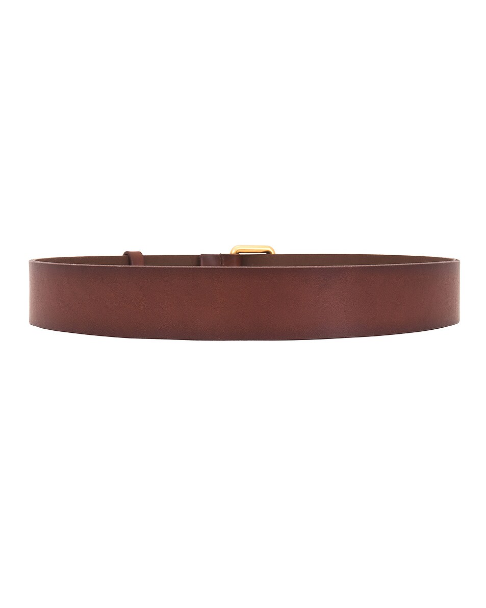 Saint Laurent Vegan Leather Square Belt in Dark Brown Chocolate FWRD