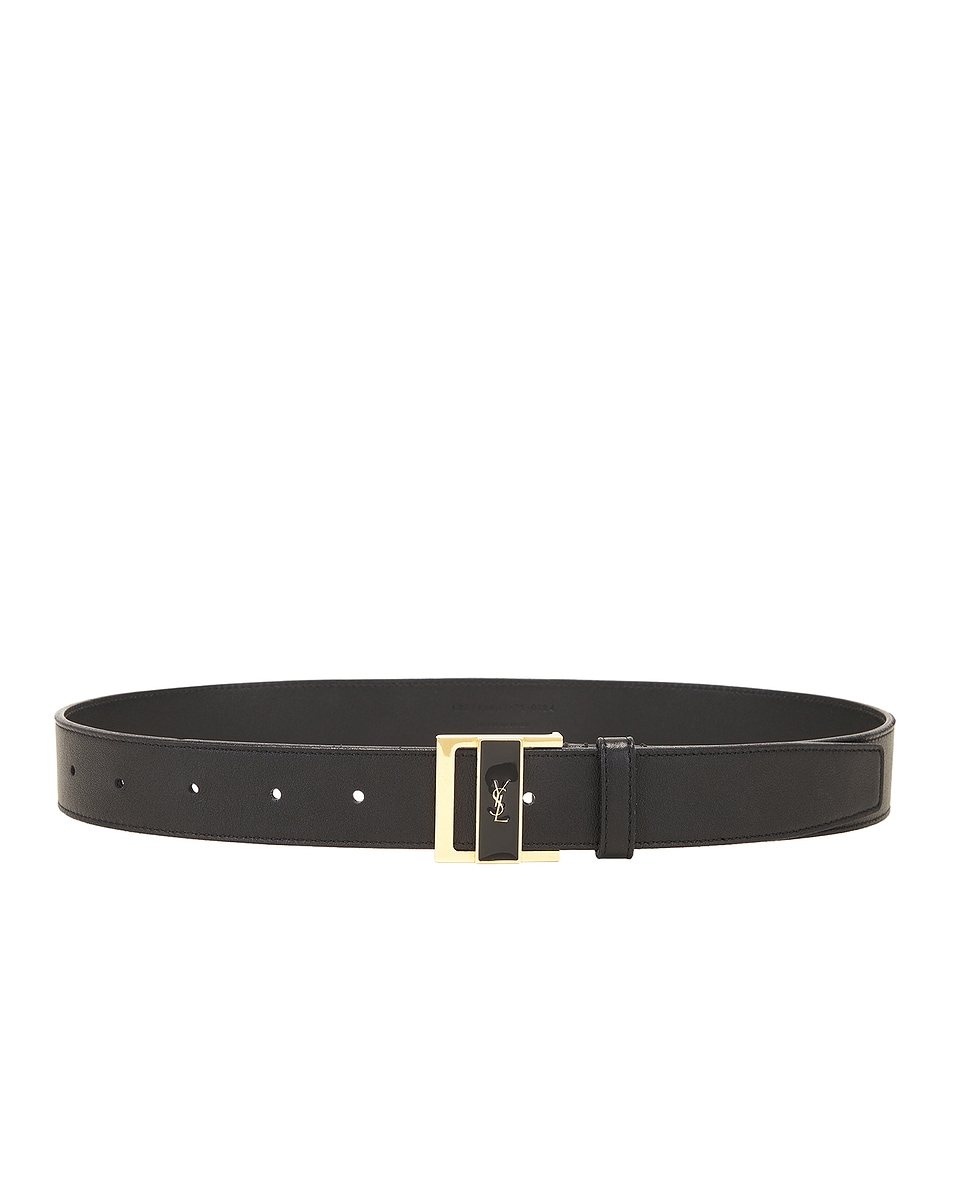 Image 1 of Saint Laurent Boucle Gio Belt in Nero