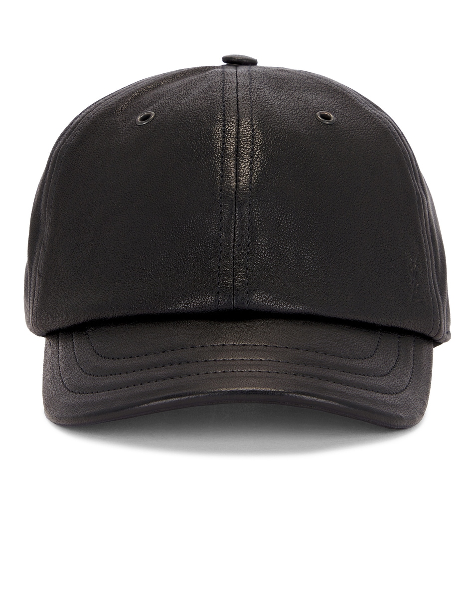 Image 1 of Saint Laurent Leather Cap With Small Visor in Black