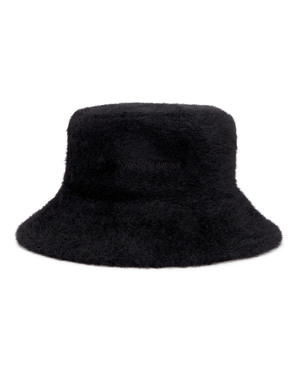 Image 1 of Saint Laurent Fluffy Bucket Hat in Black