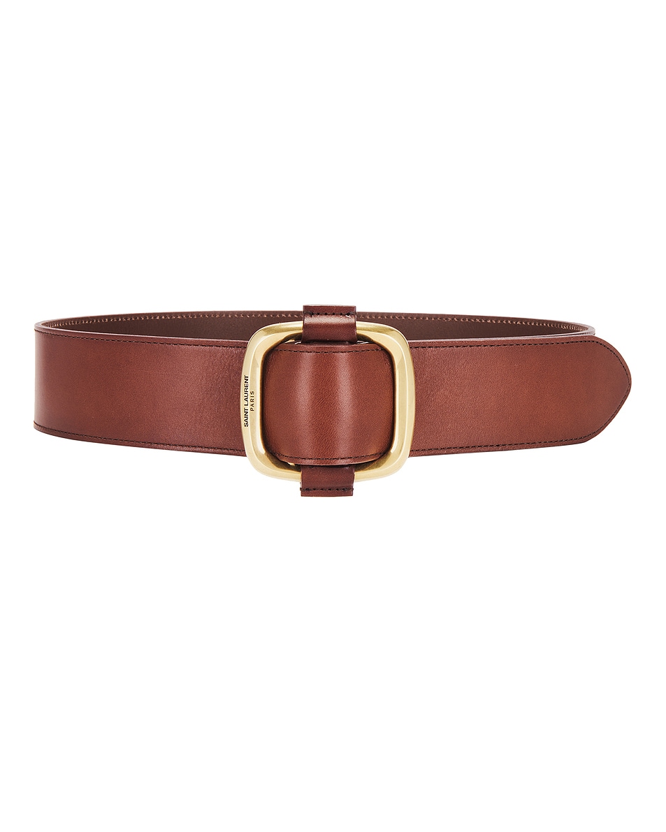 Image 1 of Saint Laurent Frame Buckle Belt in Dark Brown Chocolate