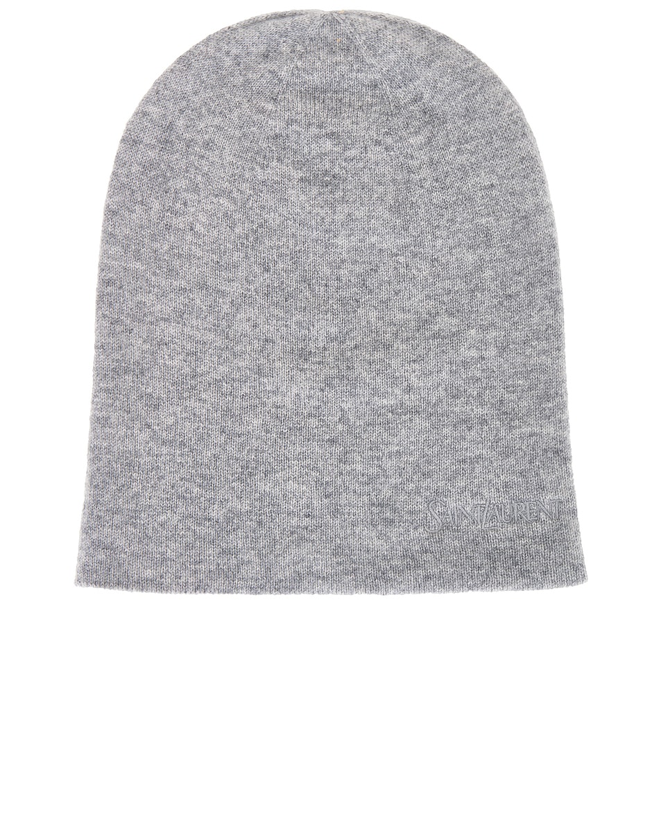 Image 1 of Saint Laurent Logo Beanie in Graphite