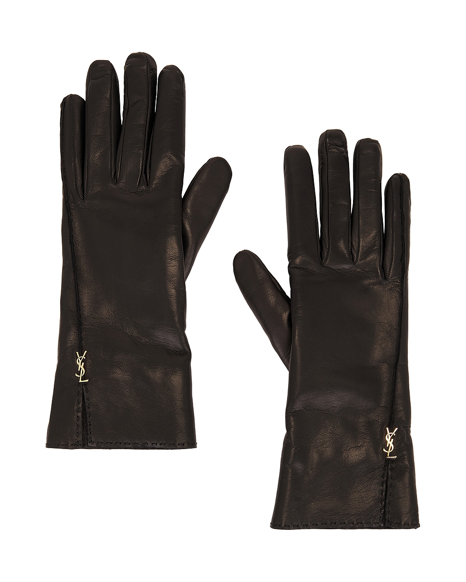 Image 1 of Saint Laurent Leather Gloves in Black