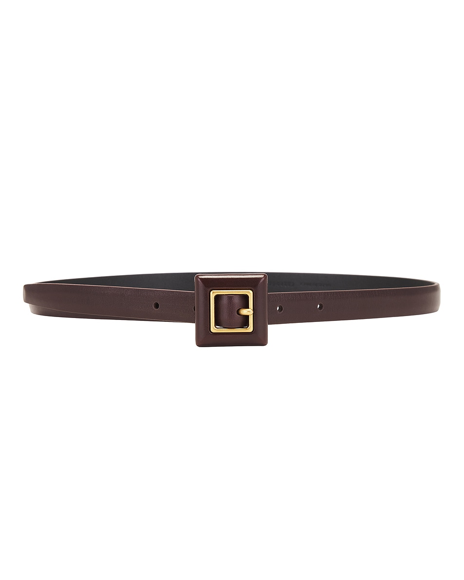 Image 1 of Saint Laurent Skinny Brushed Leather Belt in Papaya Seed