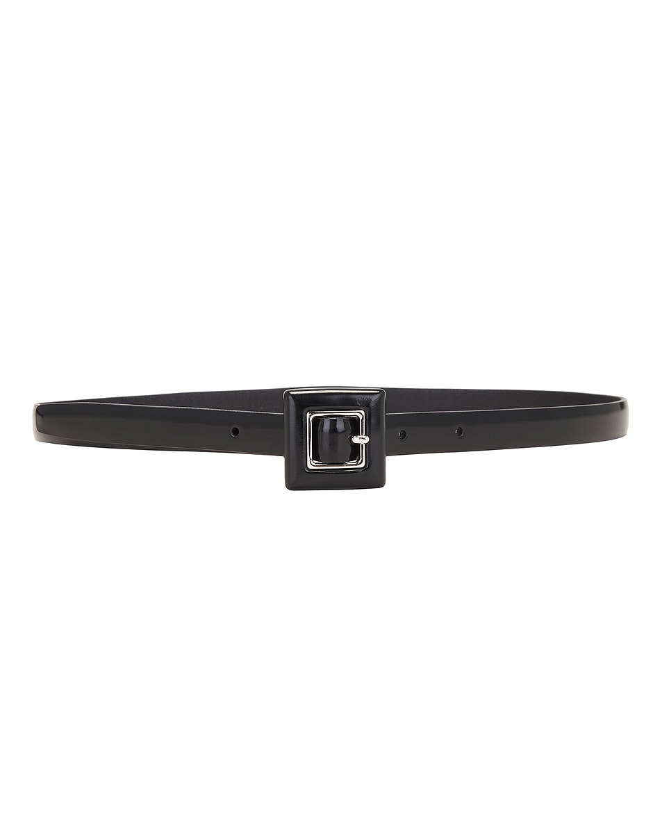 Image 1 of Saint Laurent Skinny Brushed Leather Belt in Nero