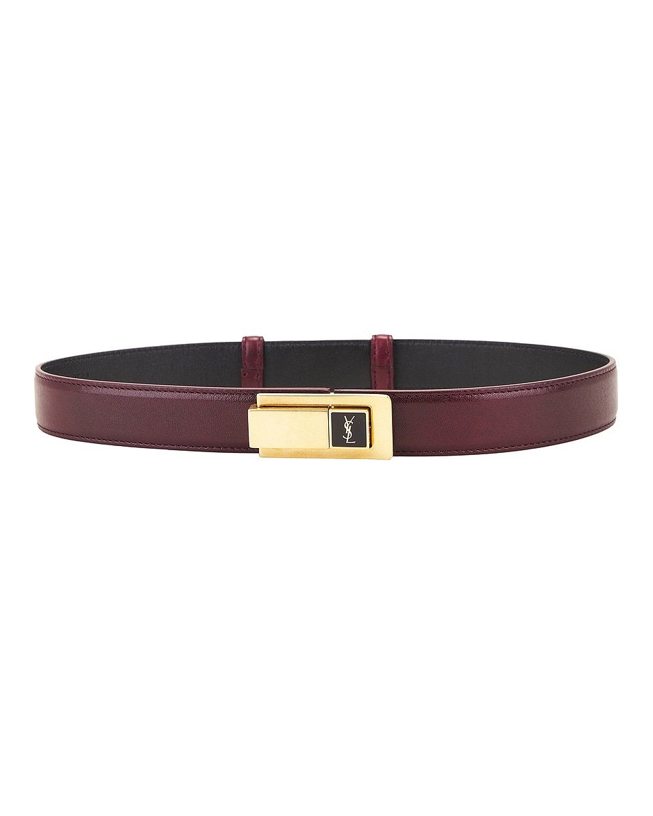 Image 1 of Saint Laurent Buckle Belt in Hot Wine & Nero