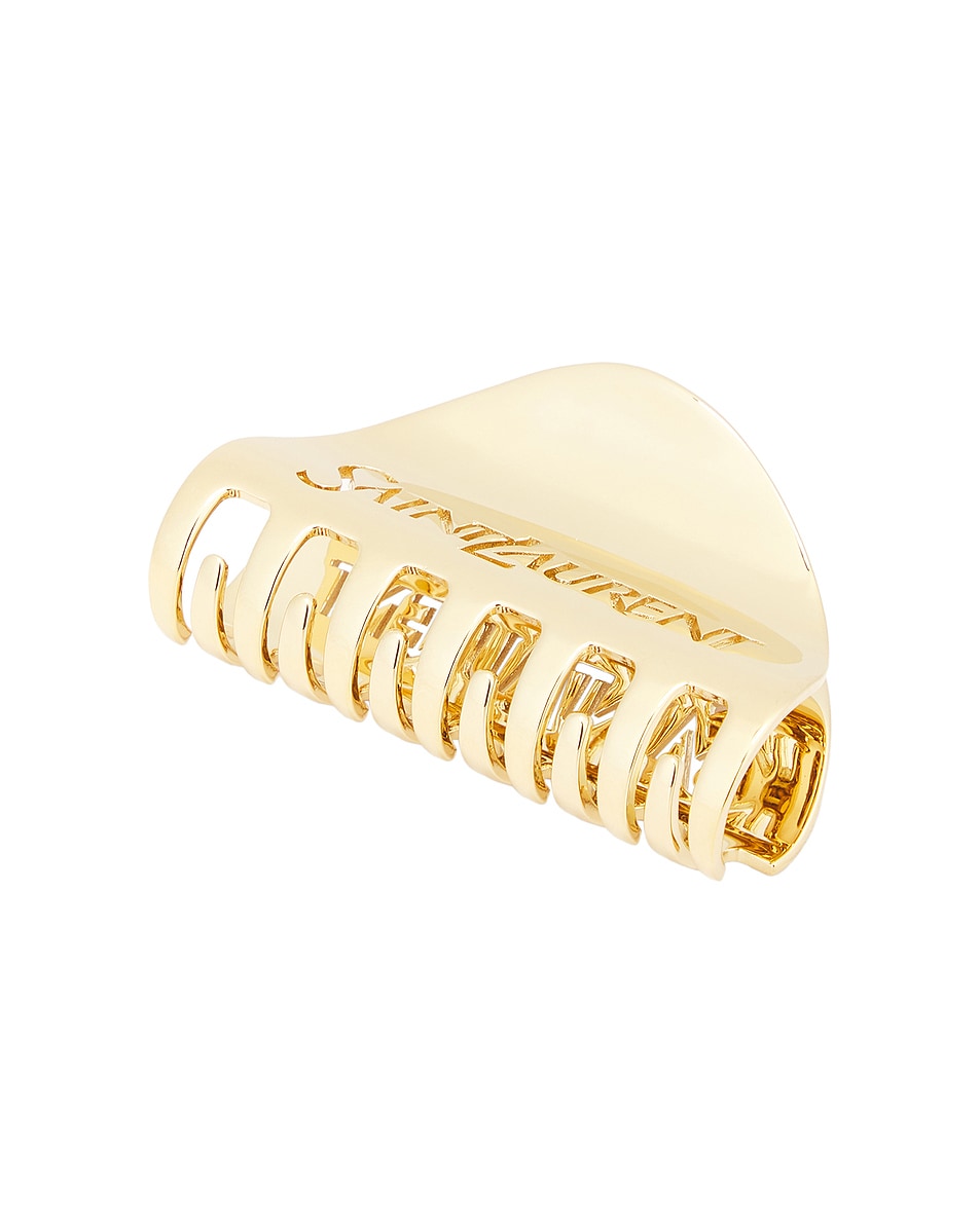 Image 1 of Saint Laurent Small Logo Hair Clip in Gold