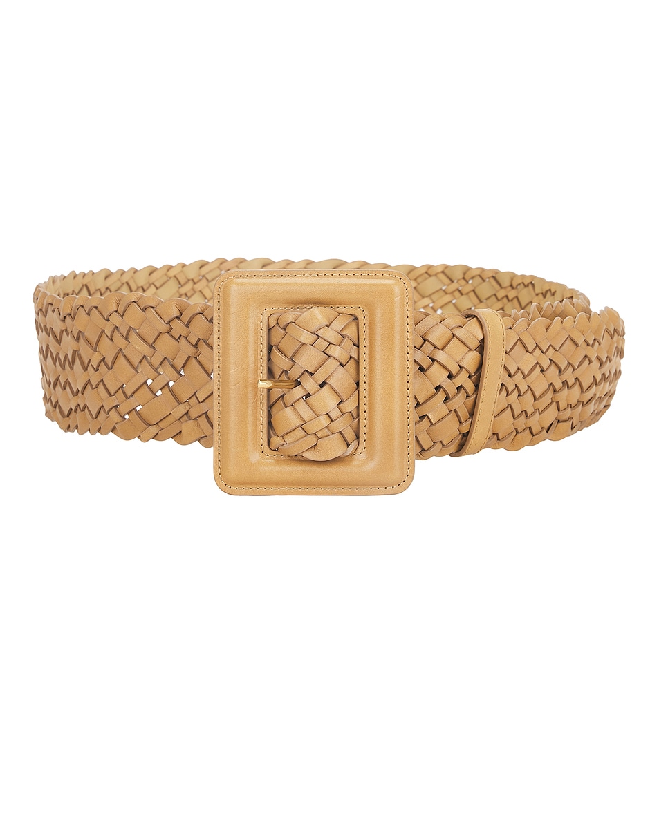 Image 1 of Saint Laurent Woven Leather Belt in Warm Almond
