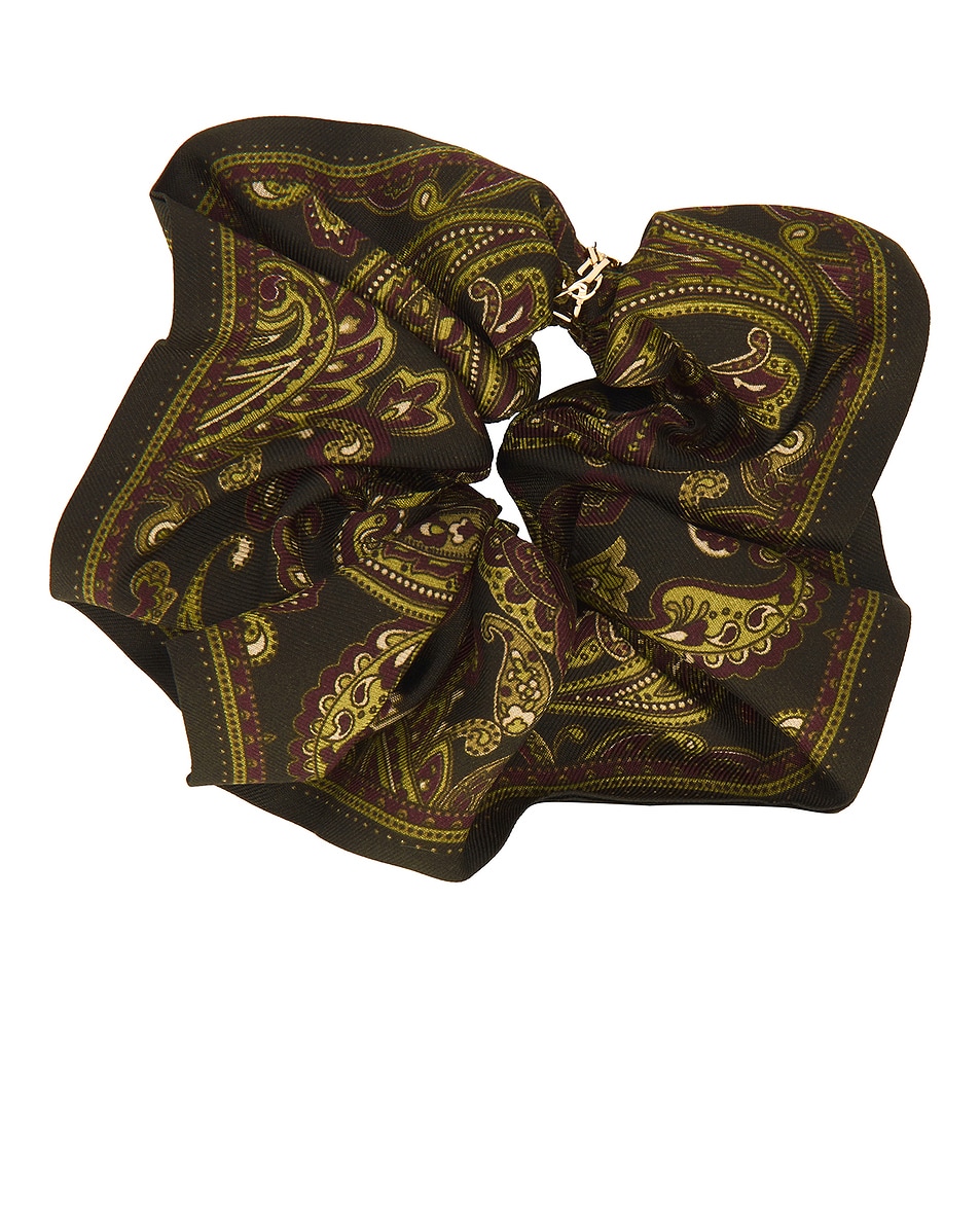 Image 1 of Saint Laurent Scrunchie in Olive & Multicolor