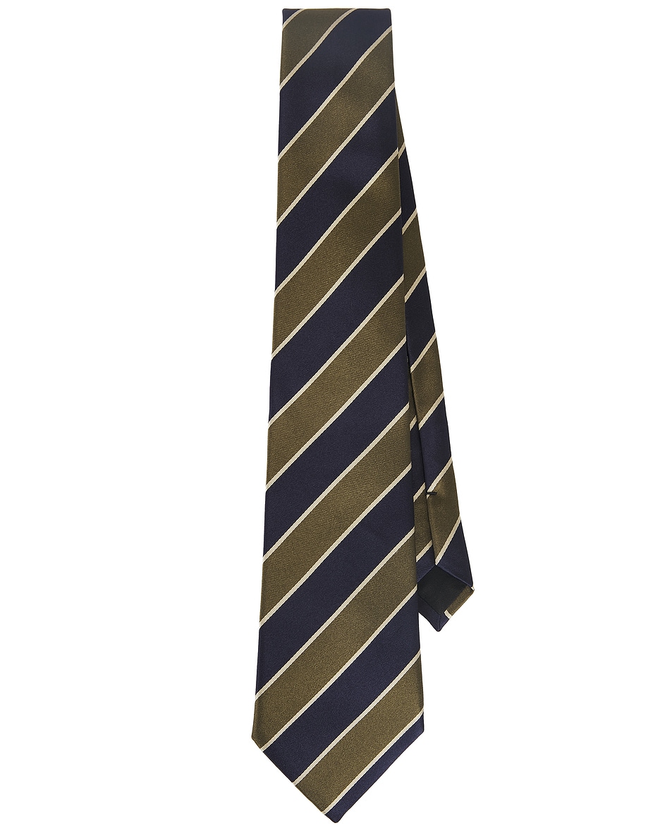 Image 1 of Saint Laurent Striped Tie in Navy & Multicolor