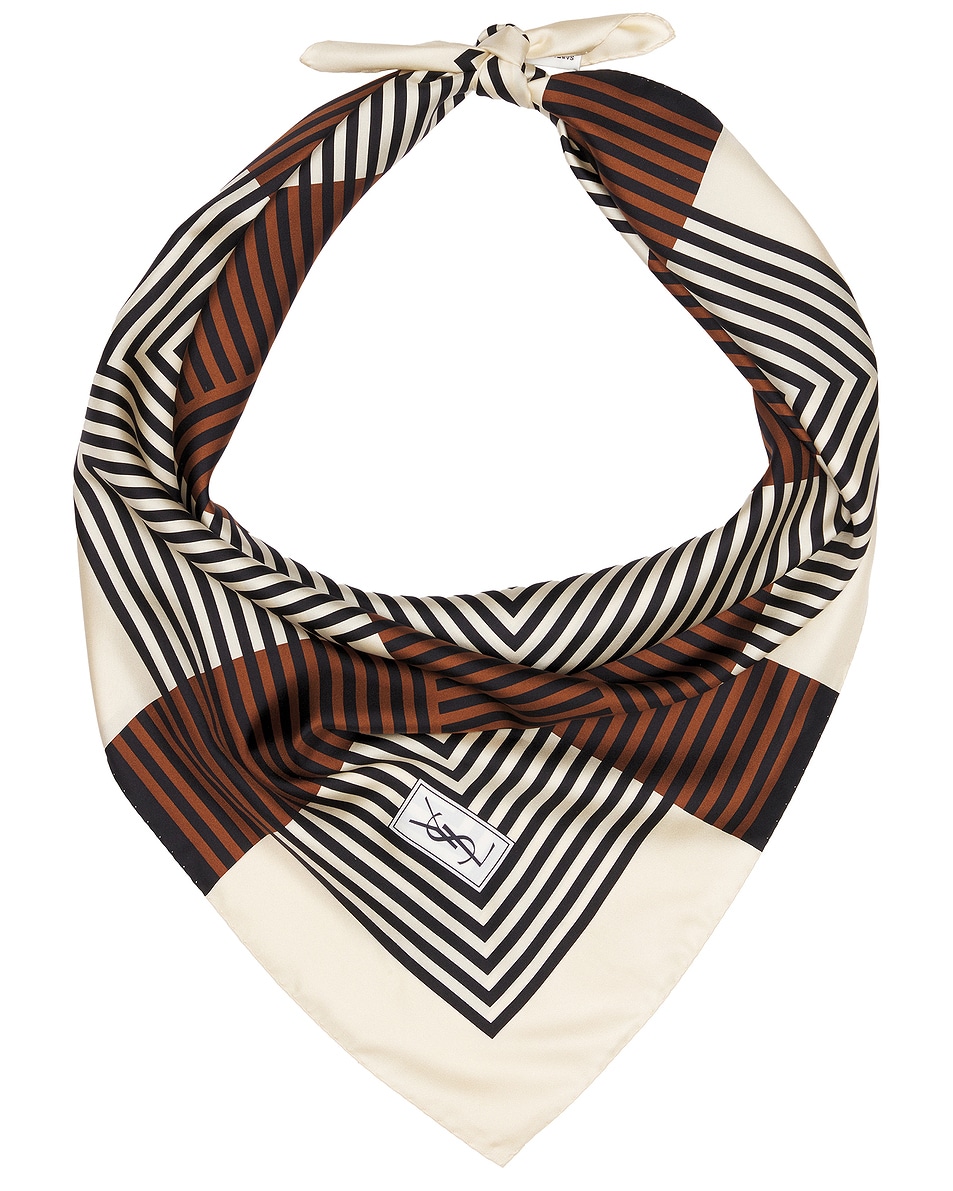 Image 1 of Saint Laurent Optical Square Scarf in Ivory & Red