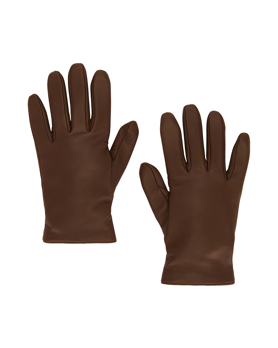 Image 1 of Saint Laurent Leather Gloves in Brown