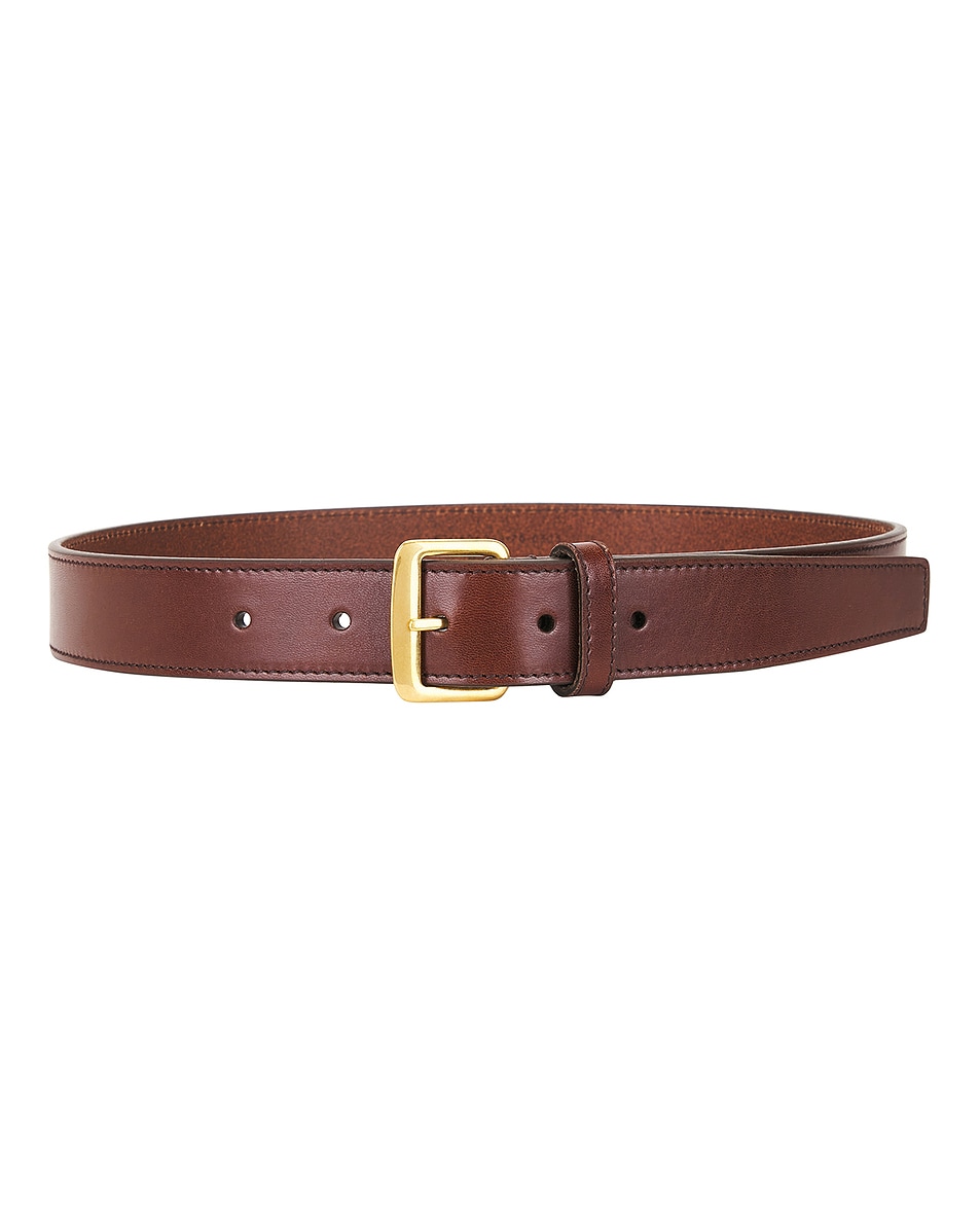 Image 1 of Saint Laurent Vegan Leather Belt in Burnt Chocolate