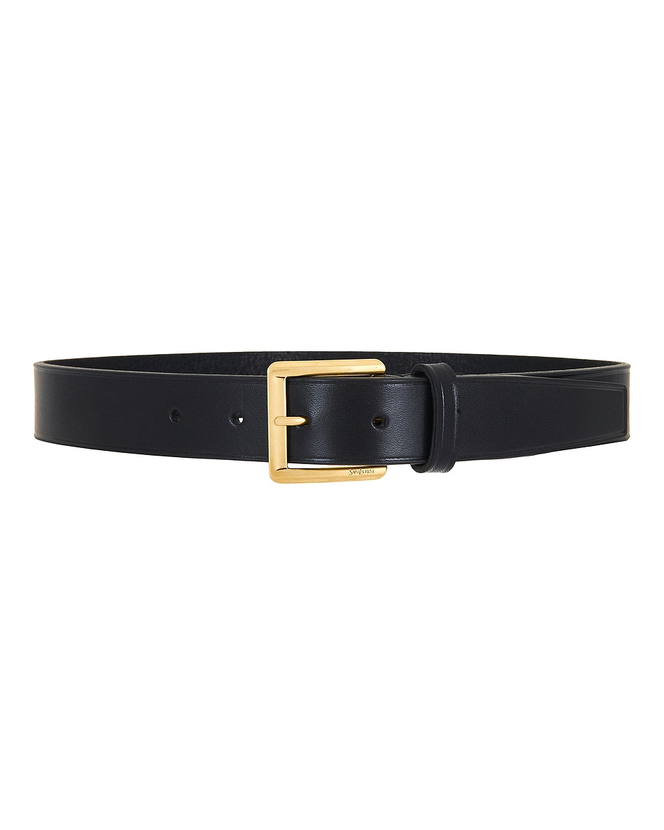 Image 1 of Saint Laurent Vegan Leather Belt in Nero