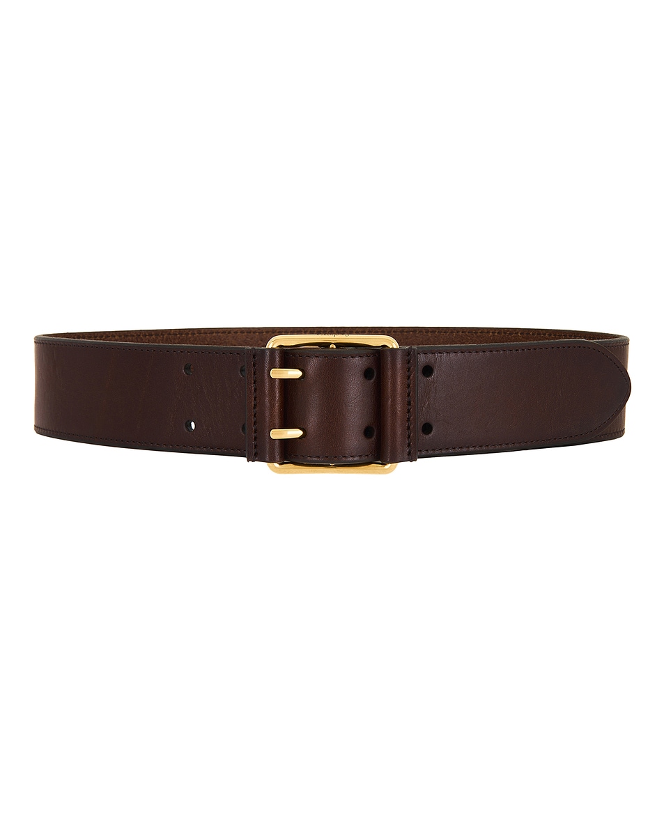 Image 1 of Saint Laurent Large Motorcycle Belt in Burnt Chocolate