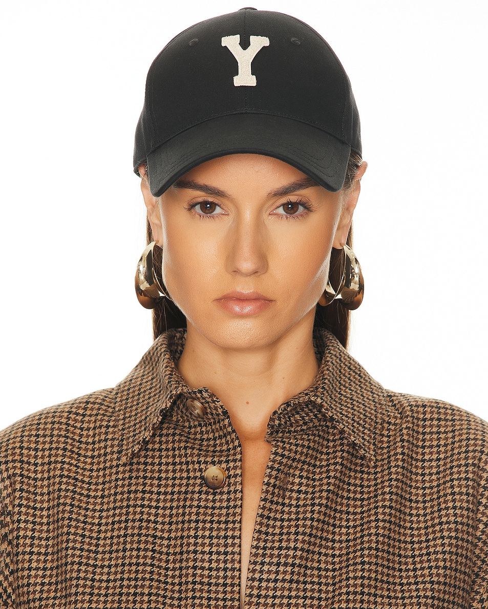 Image 2 of Saint Laurent Baseball Hat in Black & Ivory