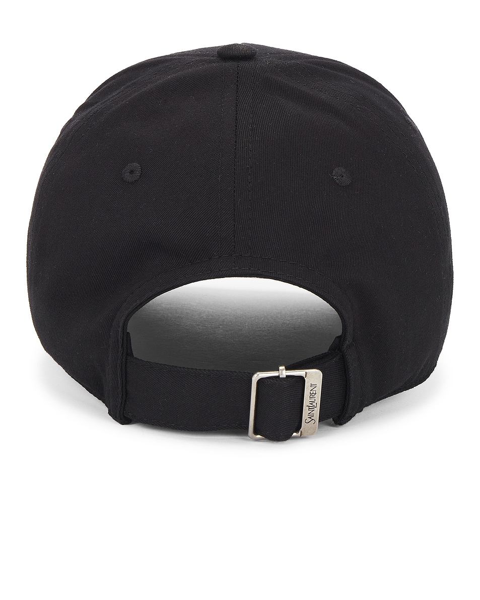 Image 3 of Saint Laurent Baseball Hat in Black & Ivory