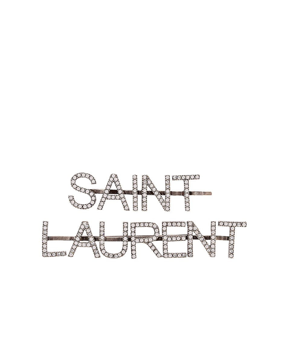 Image 1 of Saint Laurent Saint LaurentBarrette in Silver & Crystal