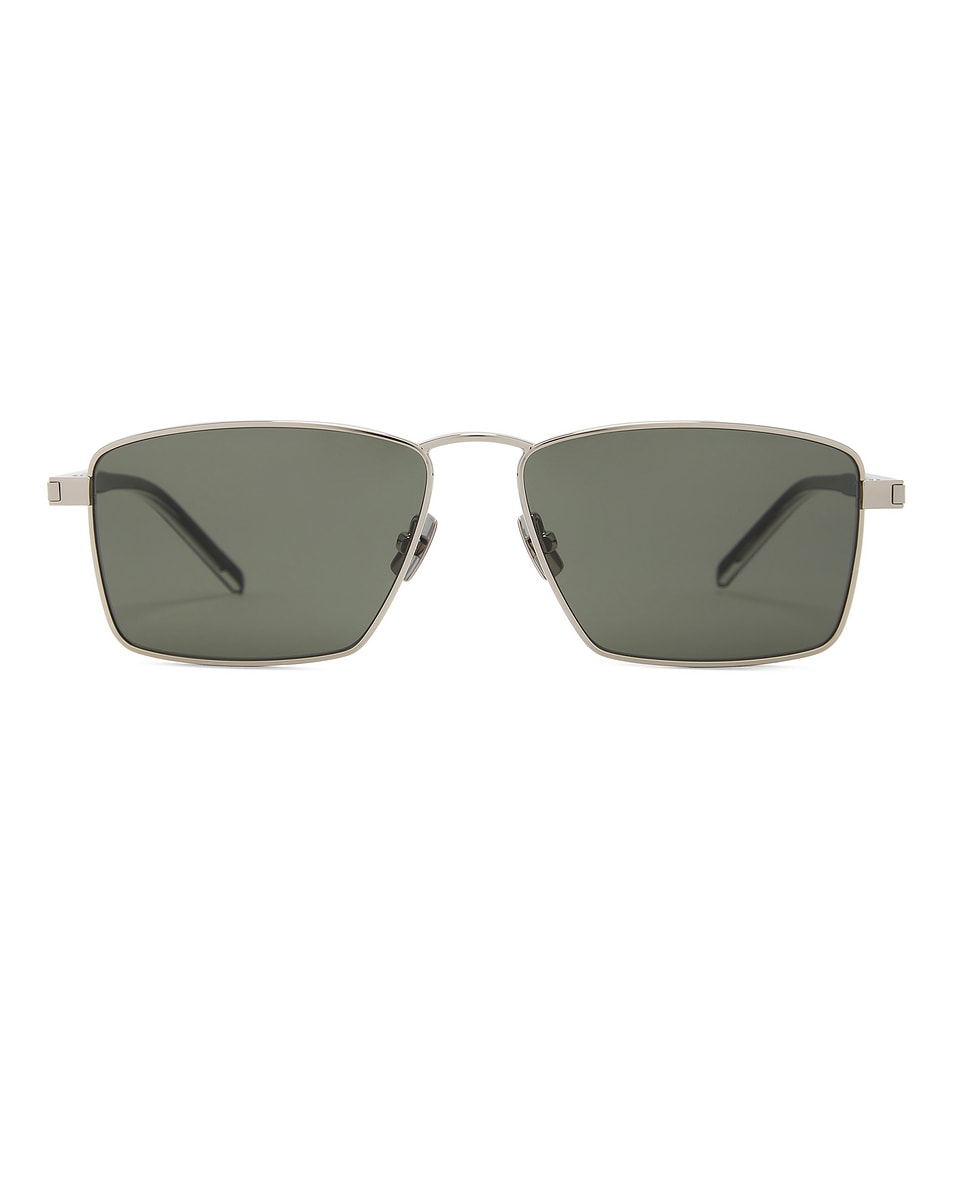 Image 1 of Saint Laurent Metal Square Sunglasses in Silver & Grey