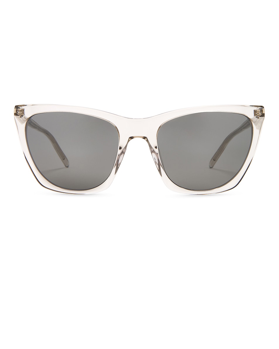 Image 1 of Saint Laurent Square Sunglasses in Beige & Silver