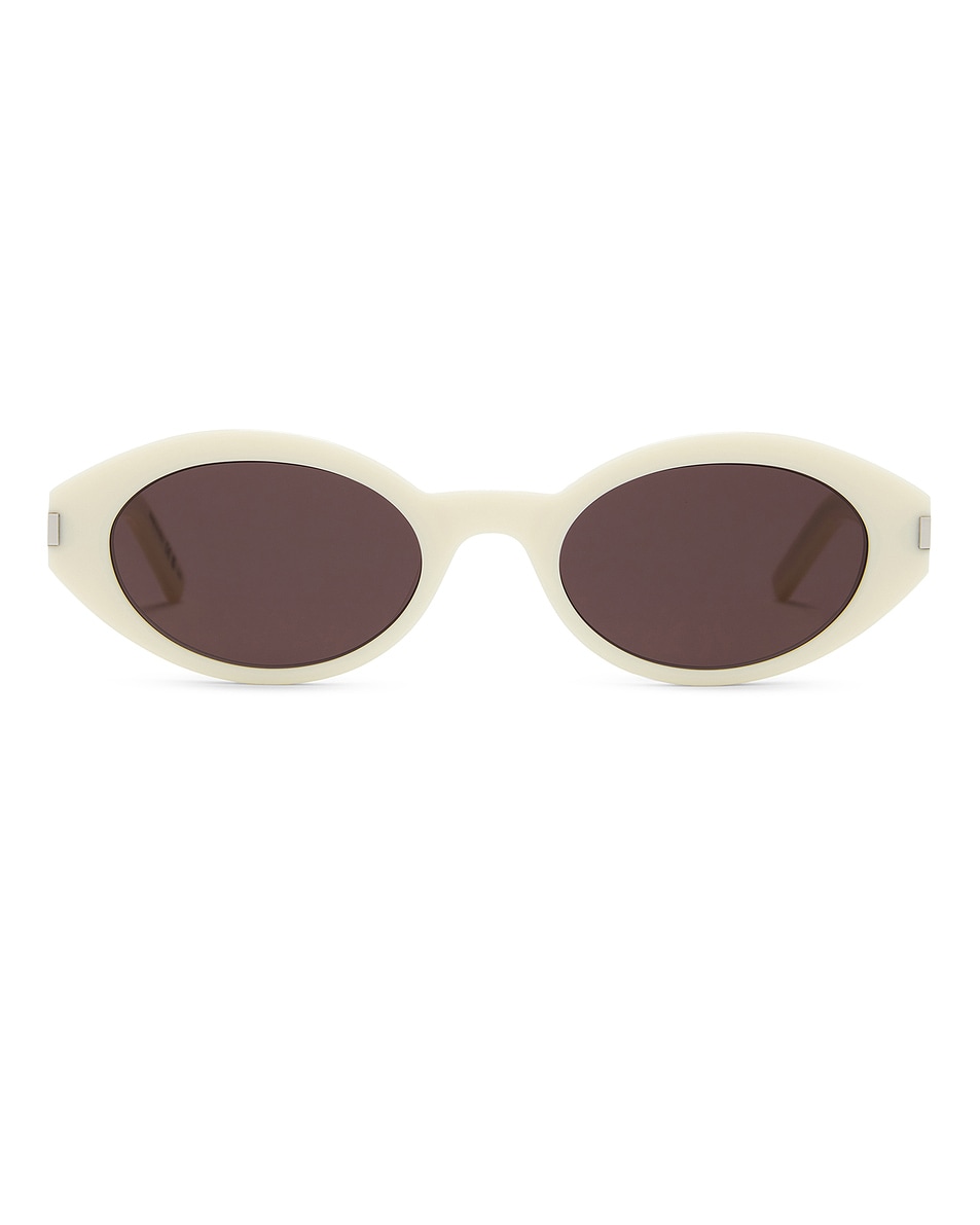 Image 1 of Saint Laurent Oval Sunglasses in Ivory & Black