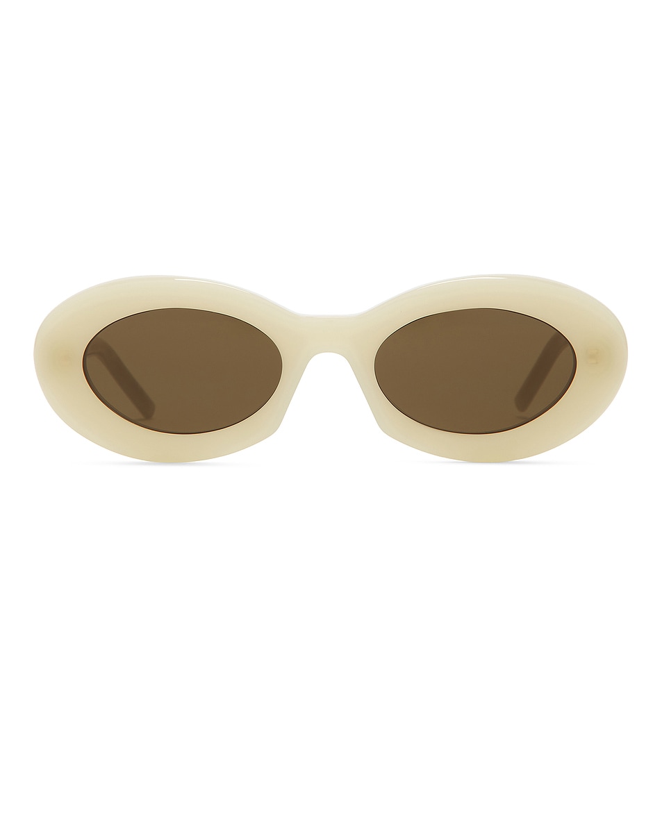 Image 1 of Saint Laurent Oval Sunglasses in Ivory & Brown