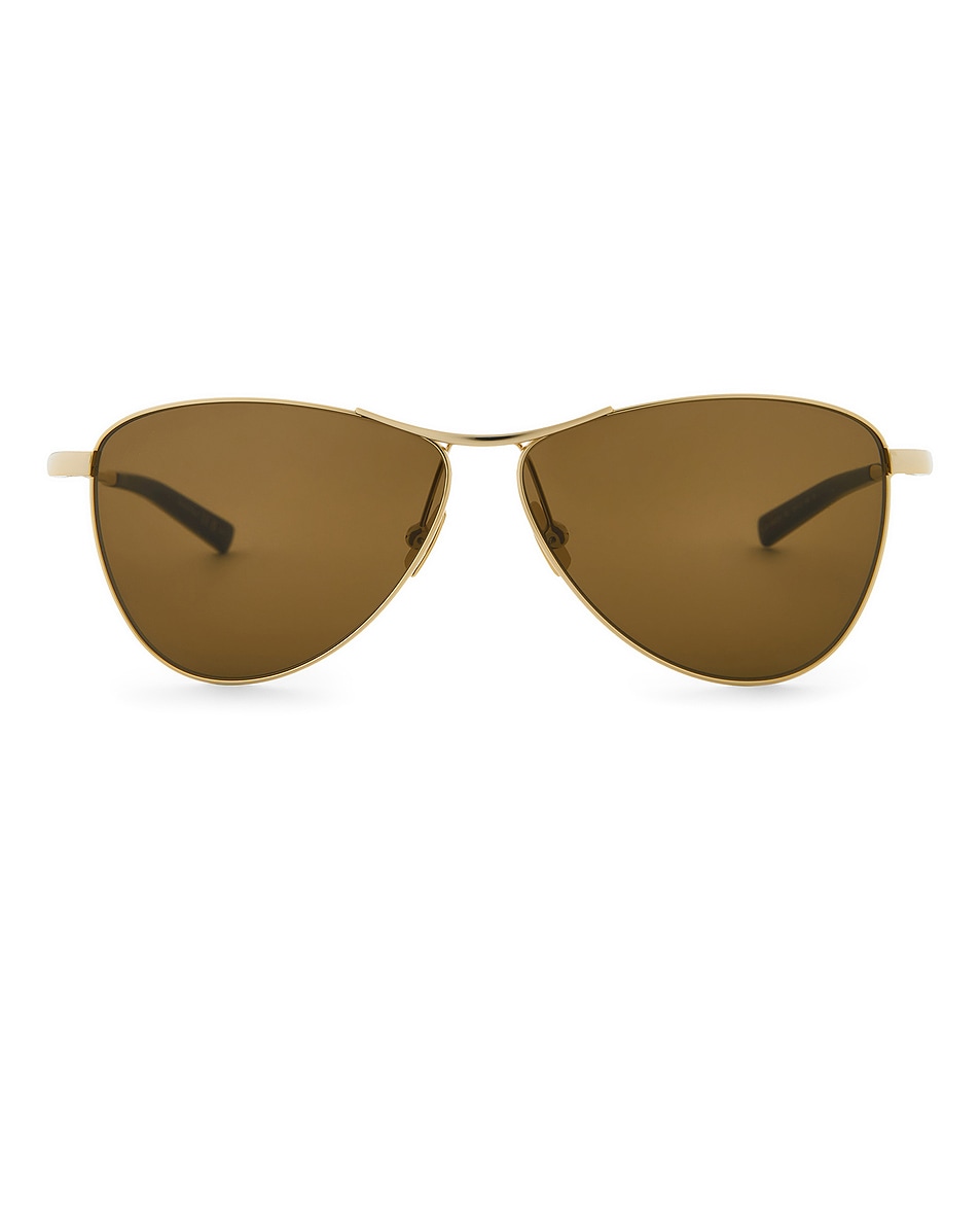 Image 1 of Saint Laurent Cat Eye Sunglasses in Gold & Brown