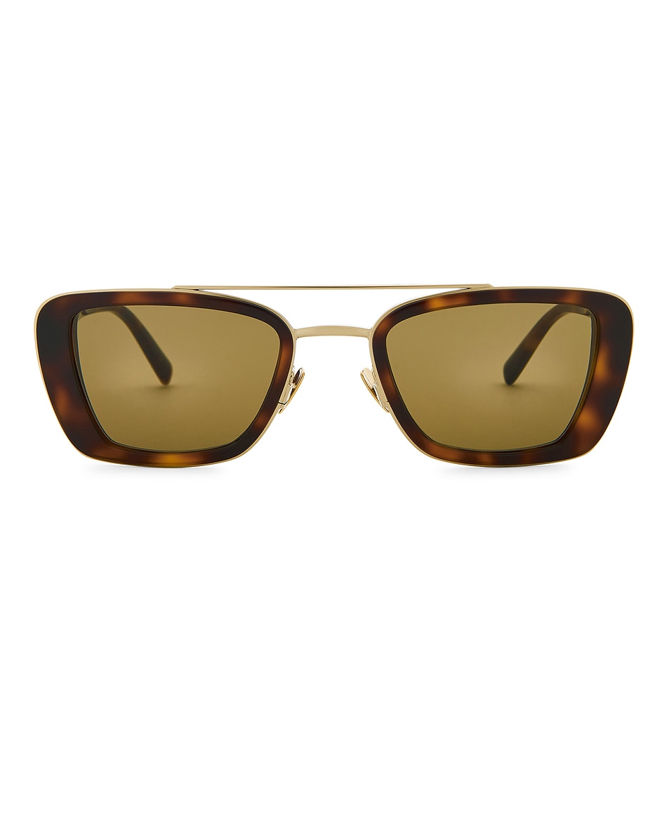 Image 1 of Saint Laurent Rectangular Sunglasses in Havana & Brown