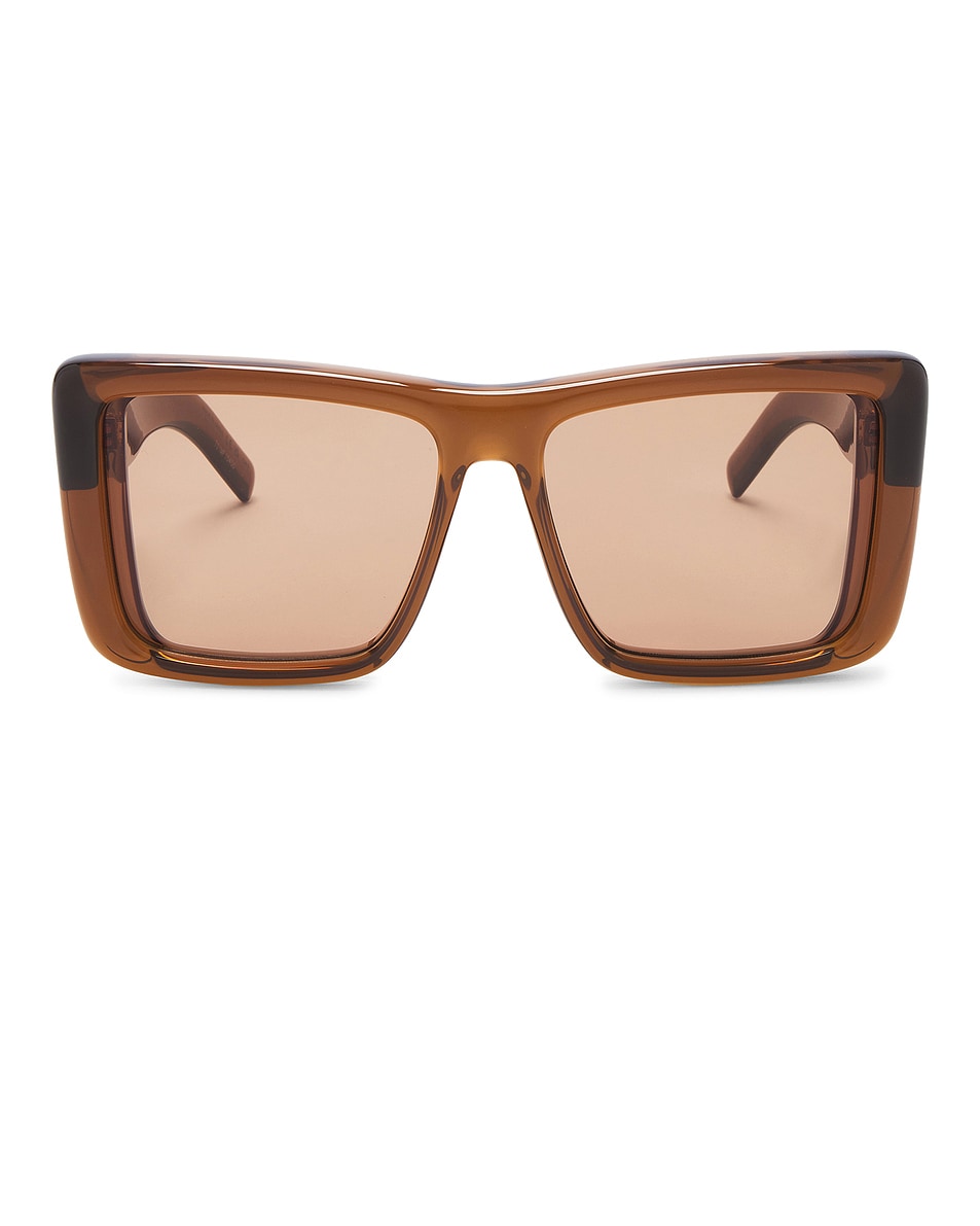 Saint Laurent Vintage Logo Plump Rectangular Sunglasses in Brown | FWRD