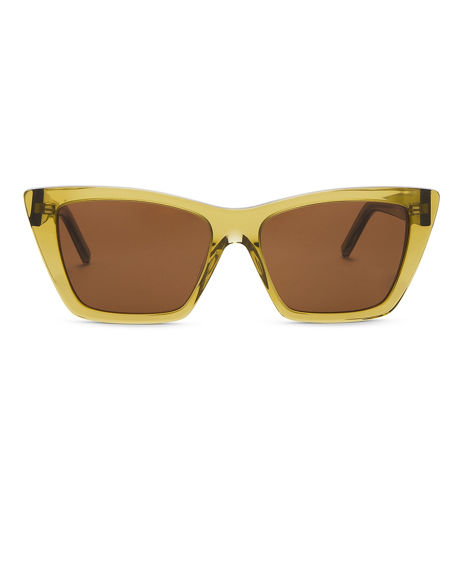 Image 1 of Saint Laurent Mica Sunglasses in Green & Brown