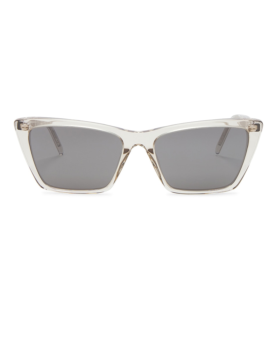 Image 1 of Saint Laurent Thin Mica Sunglasses in Beige & Silver