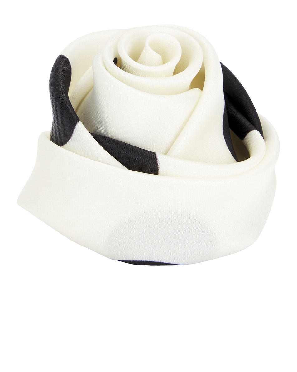 Image 1 of Saint Laurent Rolled Rose Brooch in Ivory & Black